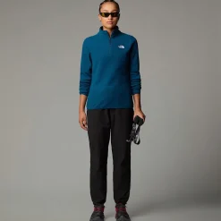 Discount The North Face 100 Glacier Fleece Med Kvart Lynlås Til Damer Midnight Petrol