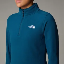 Discount The North Face 100 Glacier Fleece Med Kvart Lynlås Til Damer Midnight Petrol