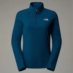 Discount The North Face 100 Glacier Fleece Med Kvart Lynlås Til Damer Midnight Petrol