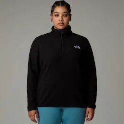 Discount The North Face 100 Glacier Fleece Med Kvart Lynlås I Store Størrelser Til Damer TNF Black-NPF