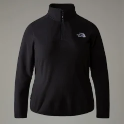 Discount The North Face 100 Glacier Fleece Med Kvart Lynlås I Store Størrelser Til Damer TNF Black-NPF