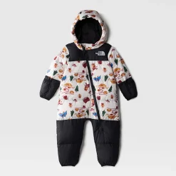 Discount The North Face 1996 Retro Nuptse Flyverdragt Til Baby Gardenia White Cartoon Camp Print