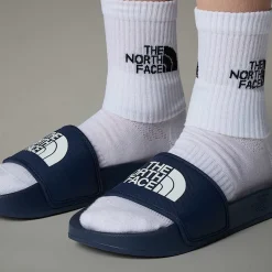 Best Sale The North Face Base Camp Slides III Til Unge Summit Navy-TNF White