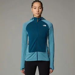 Store The North Face Bolt Polartec® Power Grid™ Jakke Med Hætte Til Damer Algae Blue-Midnight Petrol