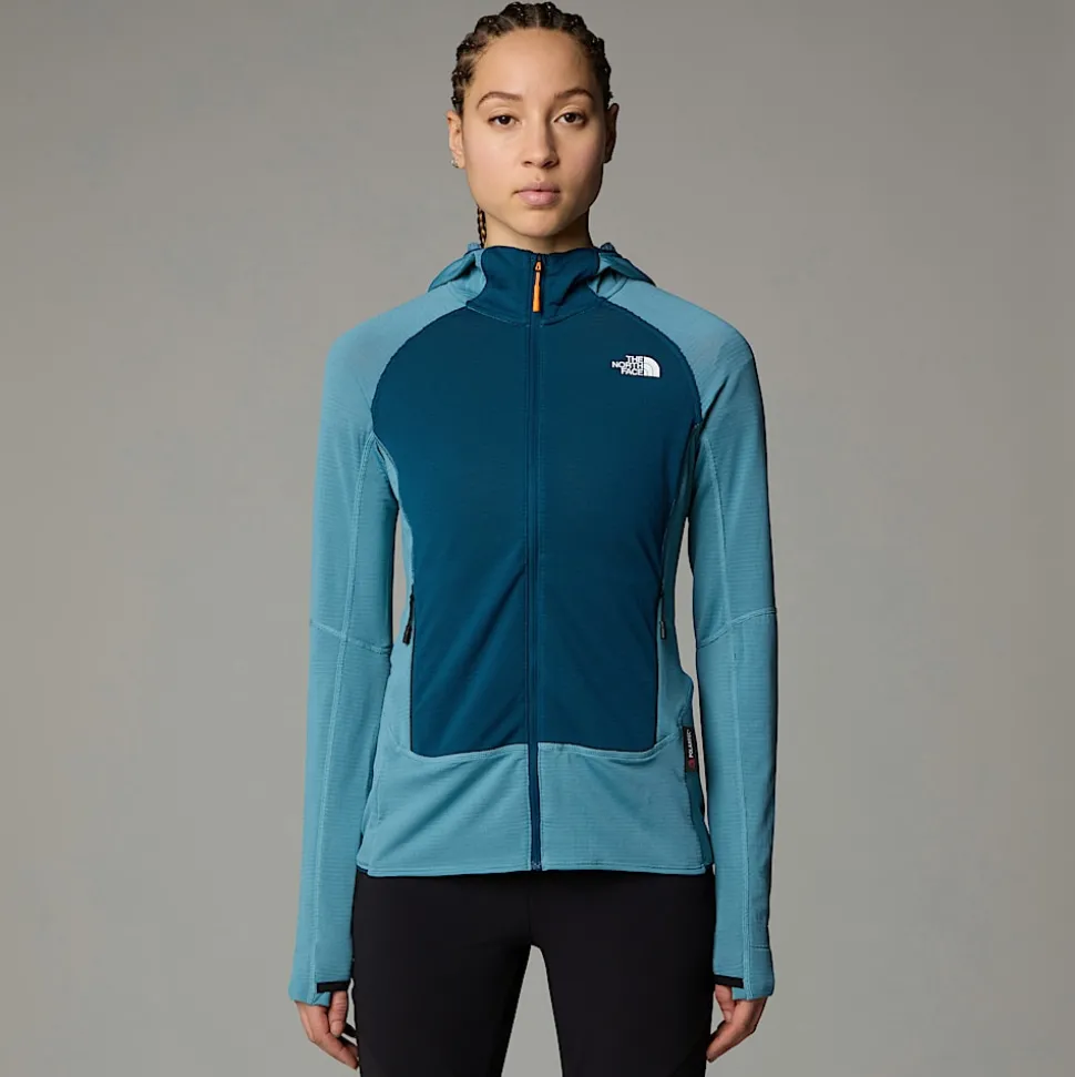 Store The North Face Bolt Polartec® Power Grid™ Jakke Med Hætte Til Damer Algae Blue-Midnight Petrol