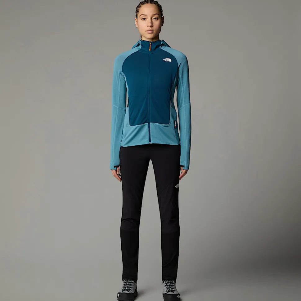 Store The North Face Bolt Polartec® Power Grid™ Jakke Med Hætte Til Damer Algae Blue-Midnight Petrol