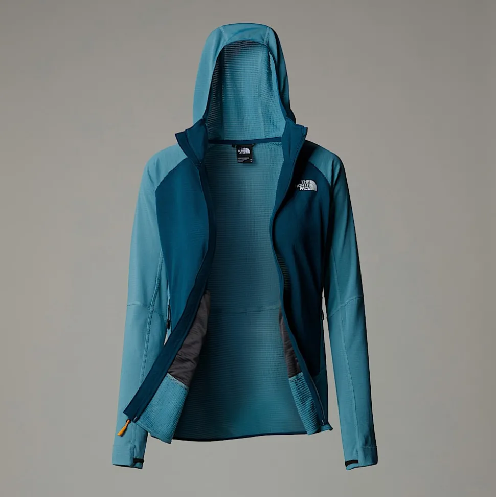 Store The North Face Bolt Polartec® Power Grid™ Jakke Med Hætte Til Damer Algae Blue-Midnight Petrol