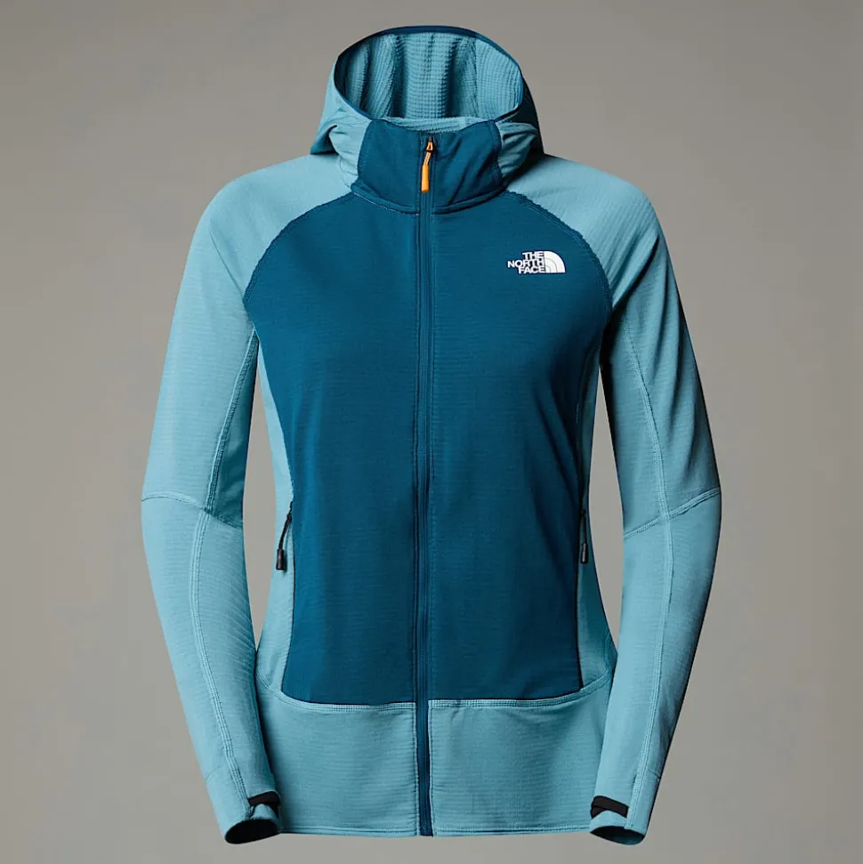 Store The North Face Bolt Polartec® Power Grid™ Jakke Med Hætte Til Damer Algae Blue-Midnight Petrol