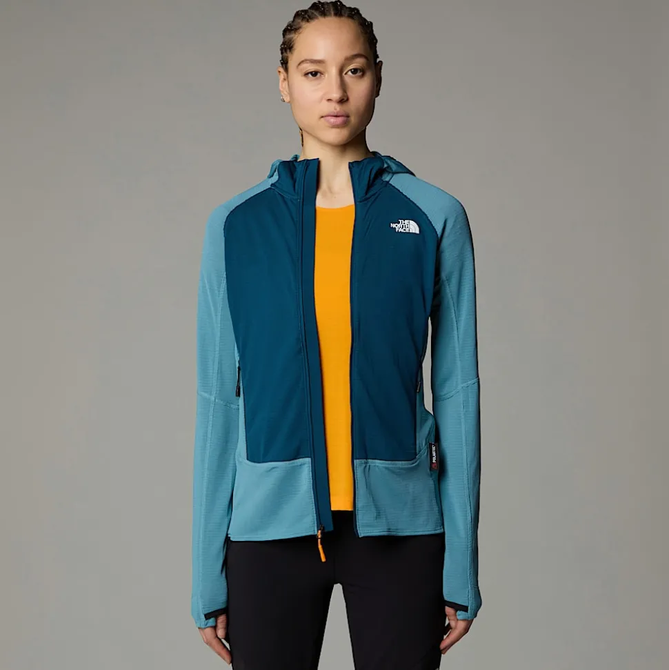 Store The North Face Bolt Polartec® Power Grid™ Jakke Med Hætte Til Damer Algae Blue-Midnight Petrol