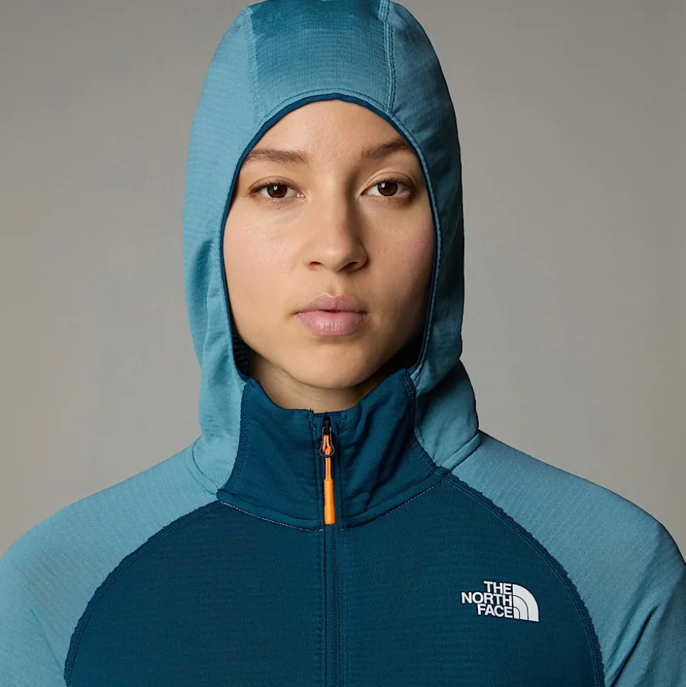 Store The North Face Bolt Polartec® Power Grid™ Jakke Med Hætte Til Damer Algae Blue-Midnight Petrol