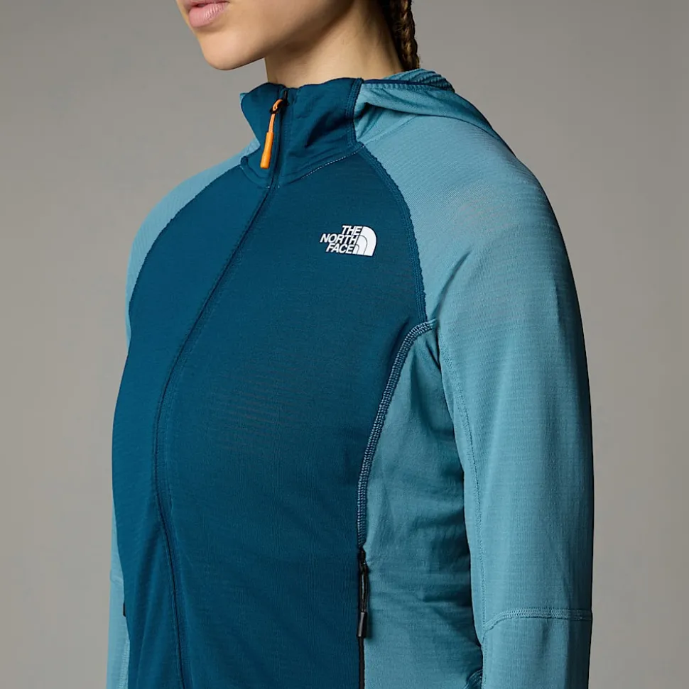 Store The North Face Bolt Polartec® Power Grid™ Jakke Med Hætte Til Damer Algae Blue-Midnight Petrol