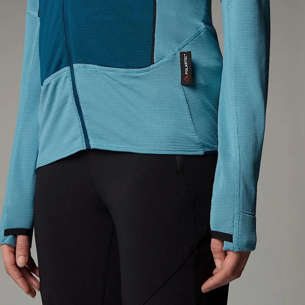 Store The North Face Bolt Polartec® Power Grid™ Jakke Med Hætte Til Damer Algae Blue-Midnight Petrol