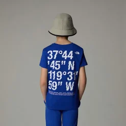 New The North Face Coordinates Graphic T-shirt Til Drenge TNF Blue
