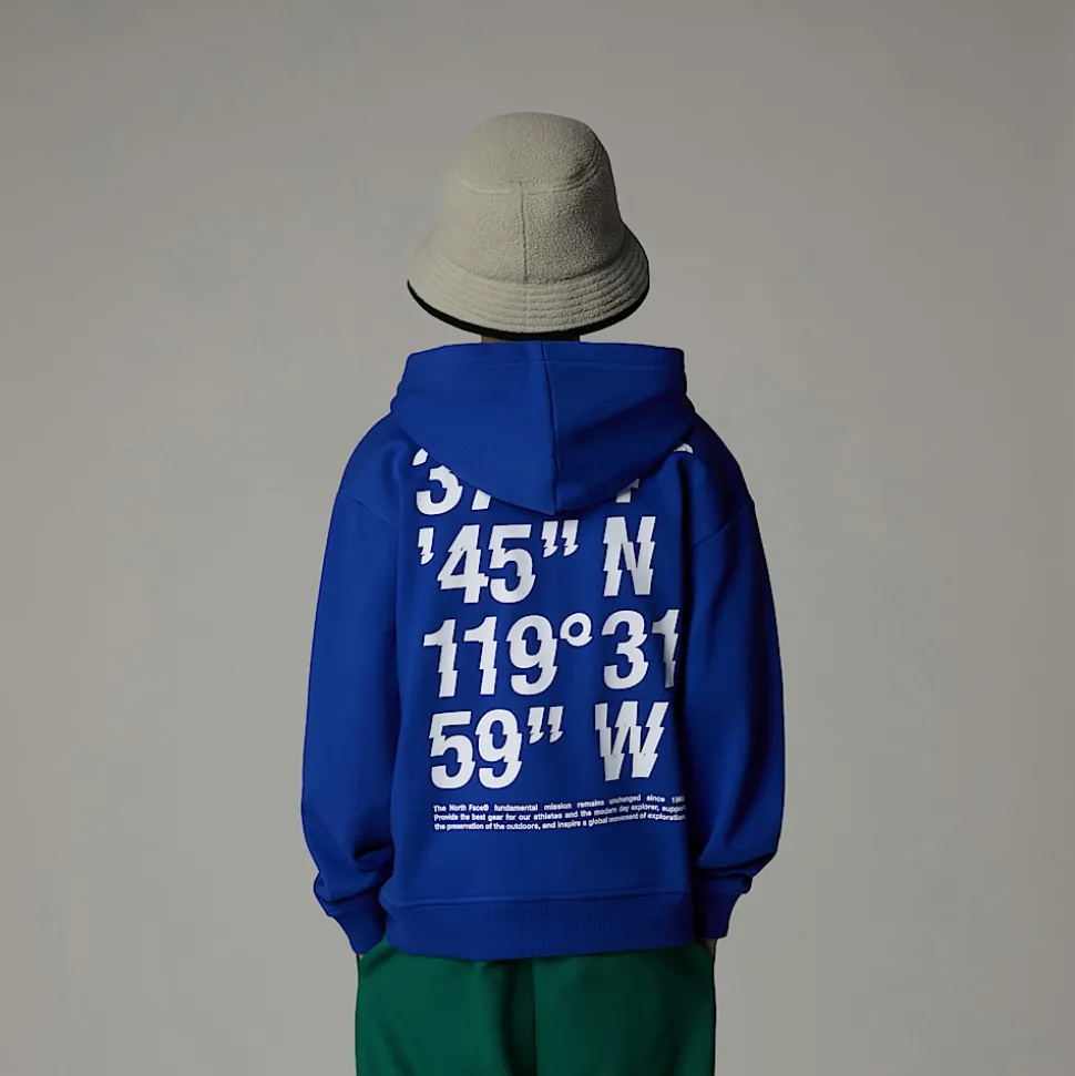 Clearance The North Face Coordinates Oversized Graphic Hættetrøje Til Drenge TNF Blue