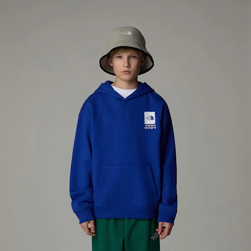 Clearance The North Face Coordinates Oversized Graphic Hættetrøje Til Drenge TNF Blue