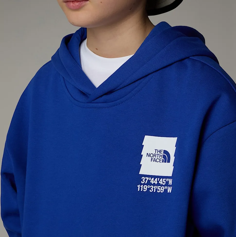 Clearance The North Face Coordinates Oversized Graphic Hættetrøje Til Drenge TNF Blue