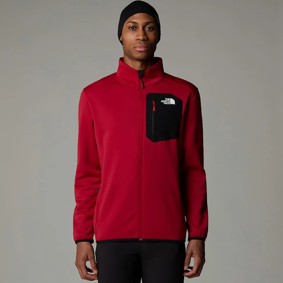 Best Sale The North Face Crest Fleece Med Lynlås Til Herrer Garnet Red-TNF Black