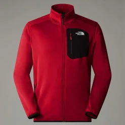 Best Sale The North Face Crest Fleece Med Lynlås Til Herrer Garnet Red-TNF Black