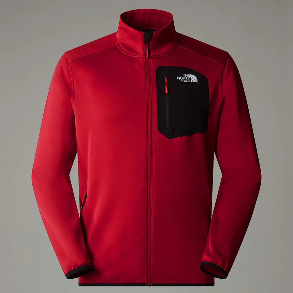 Best Sale The North Face Crest Fleece Med Lynlås Til Herrer Garnet Red-TNF Black