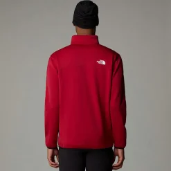 Best Sale The North Face Crest Fleece Med Lynlås Til Herrer Garnet Red-TNF Black