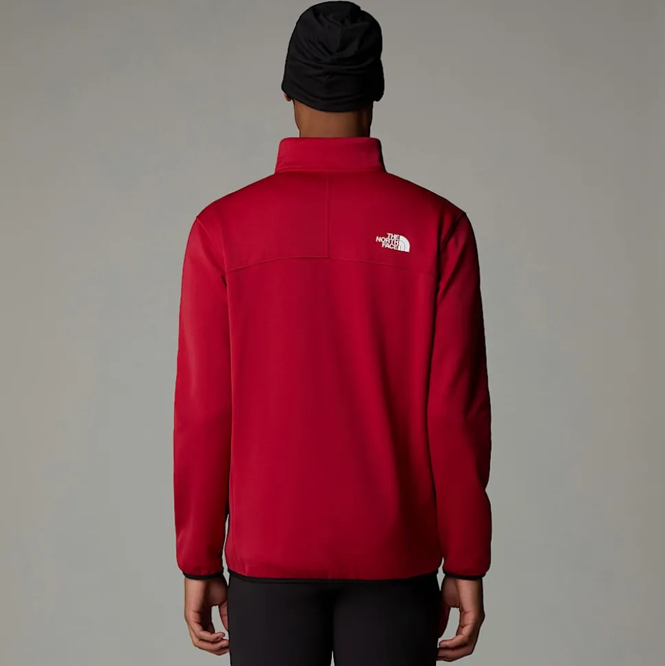 Best Sale The North Face Crest Fleece Med Lynlås Til Herrer Garnet Red-TNF Black