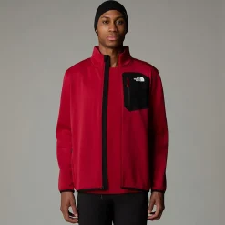 Best Sale The North Face Crest Fleece Med Lynlås Til Herrer Garnet Red-TNF Black