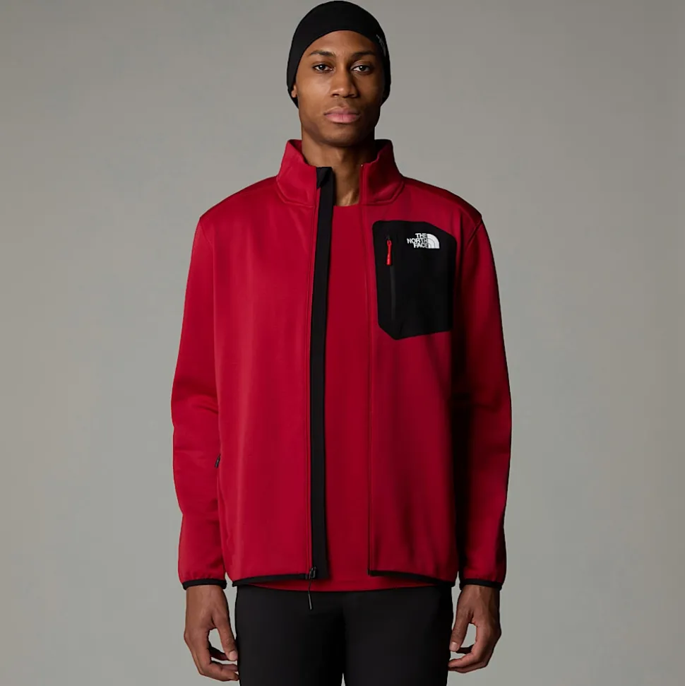 Best Sale The North Face Crest Fleece Med Lynlås Til Herrer Garnet Red-TNF Black
