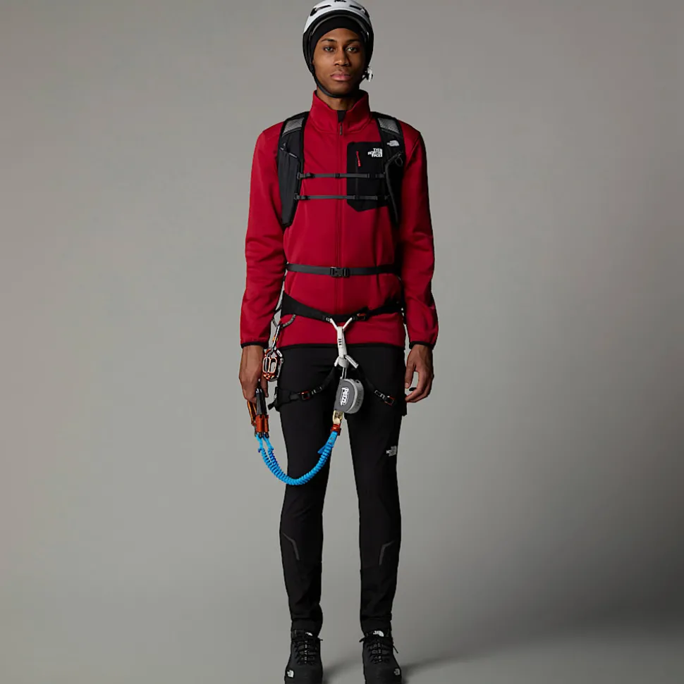 Best Sale The North Face Crest Fleece Med Lynlås Til Herrer Garnet Red-TNF Black