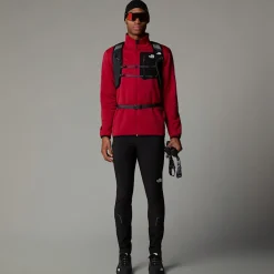 Best Sale The North Face Crest Fleece Med Lynlås Til Herrer Garnet Red-TNF Black