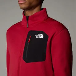 Best Sale The North Face Crest Fleece Med Lynlås Til Herrer Garnet Red-TNF Black