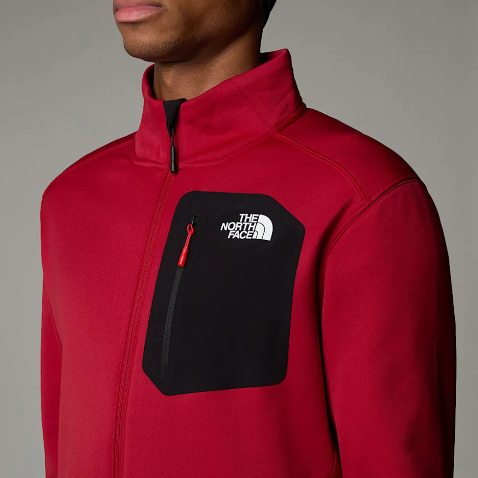 Best Sale The North Face Crest Fleece Med Lynlås Til Herrer Garnet Red-TNF Black