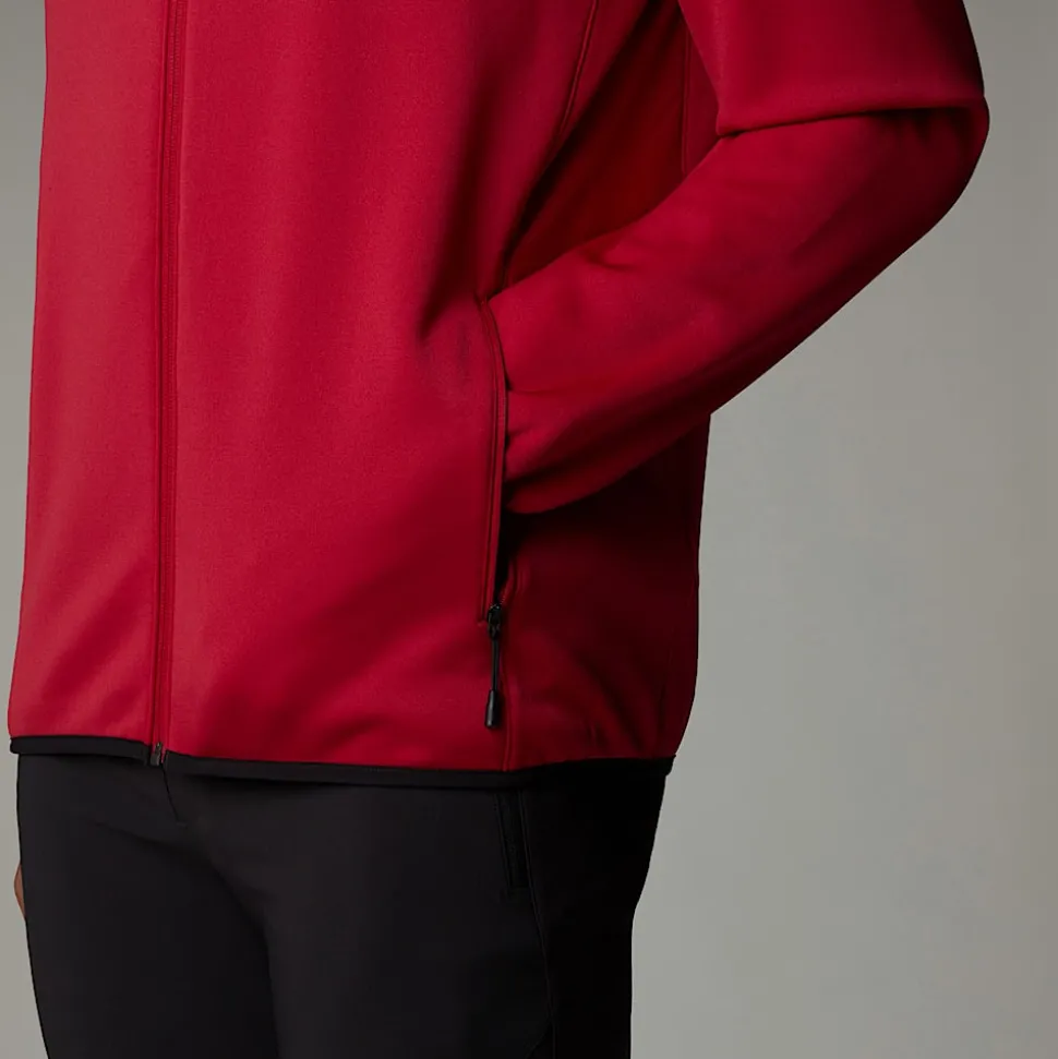 Best Sale The North Face Crest Fleece Med Lynlås Til Herrer Garnet Red-TNF Black