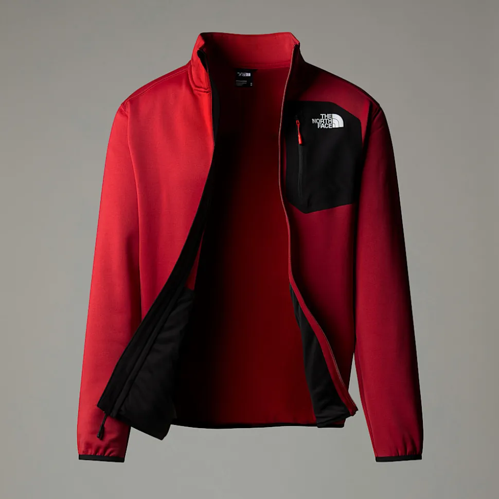 Best Sale The North Face Crest Fleece Med Lynlås Til Herrer Garnet Red-TNF Black