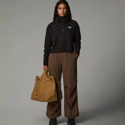 Store The North Face Cropped 100 Glacier Fleece Med Kvart Lynlås Til Damer TNF Black-NPF