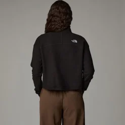 Store The North Face Cropped 100 Glacier Fleece Med Kvart Lynlås Til Damer TNF Black-NPF