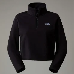 Store The North Face Cropped 100 Glacier Fleece Med Kvart Lynlås Til Damer TNF Black-NPF