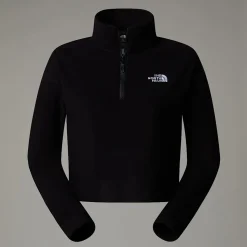 Store The North Face Cropped 100 Glacier Fleece Med Kvart Lynlås Til Damer TNF Black-NPF