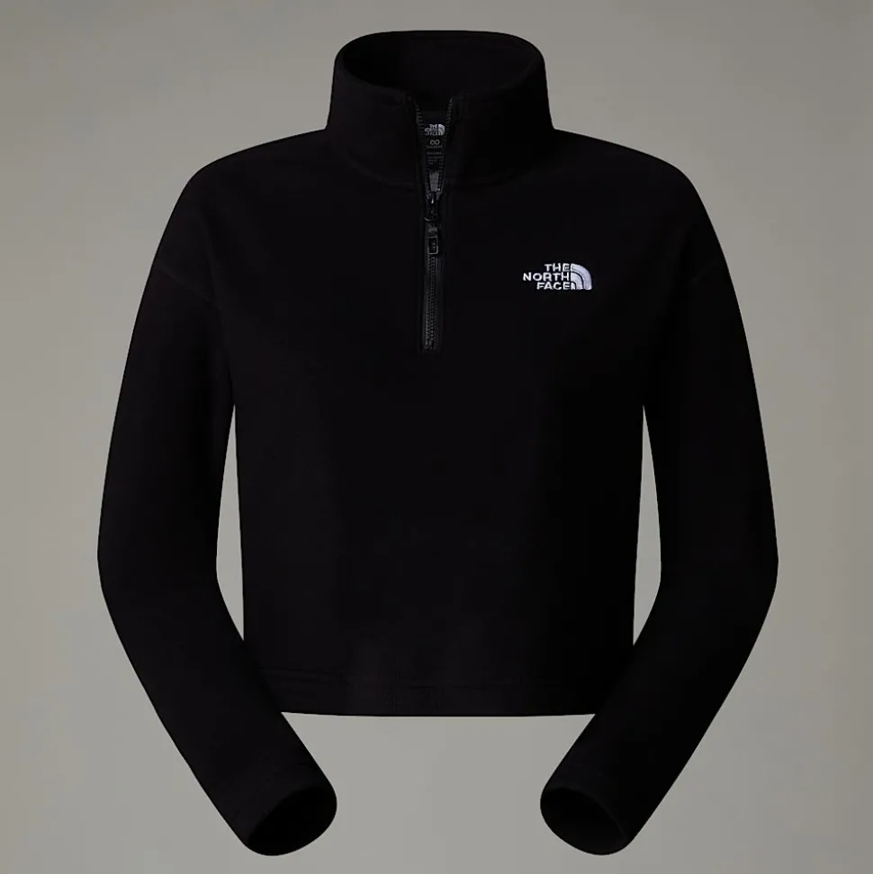 Store The North Face Cropped 100 Glacier Fleece Med Kvart Lynlås Til Damer TNF Black-NPF