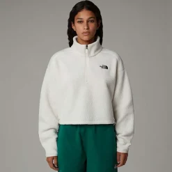 Hot The North Face Cropped High Pile Fleece Til Damer White Dune