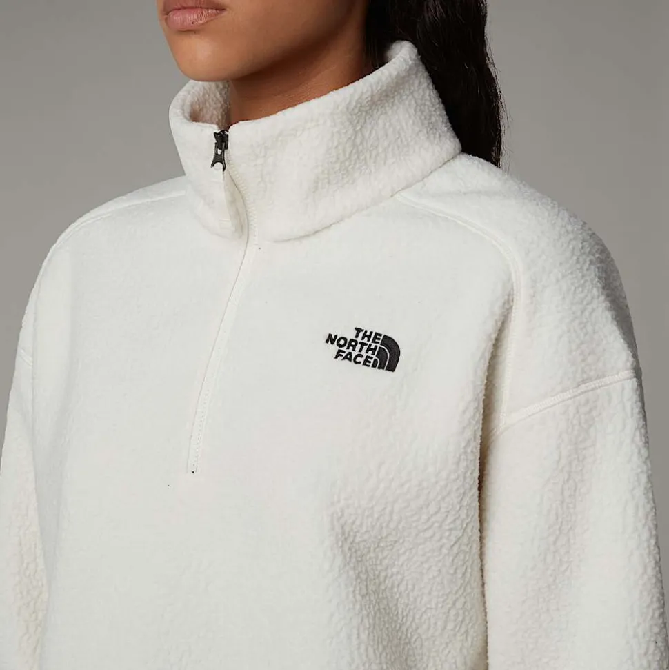 Hot The North Face Cropped High Pile Fleece Til Damer White Dune