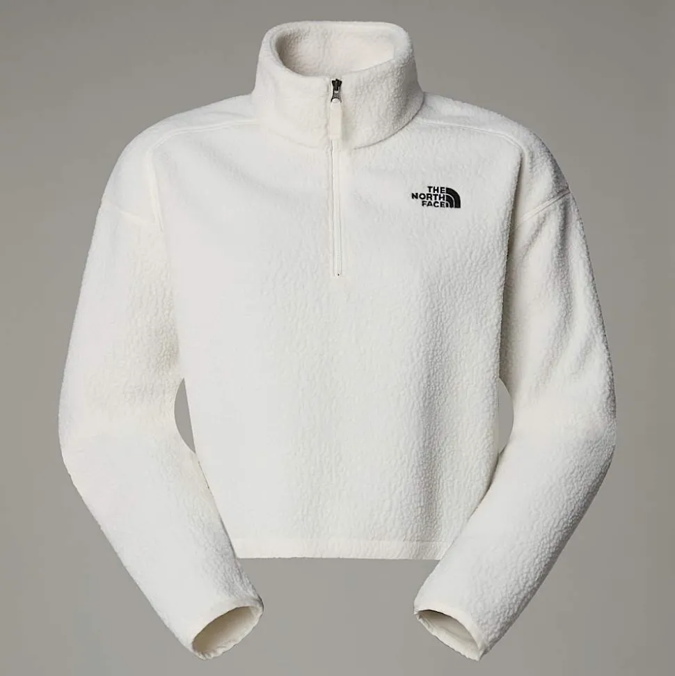 Hot The North Face Cropped High Pile Fleece Til Damer White Dune