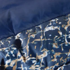 Best The North Face Cropped Nuptse Jakke Til Damer Dusty Periwinkle Water Distortion Small Print-Summit Navy