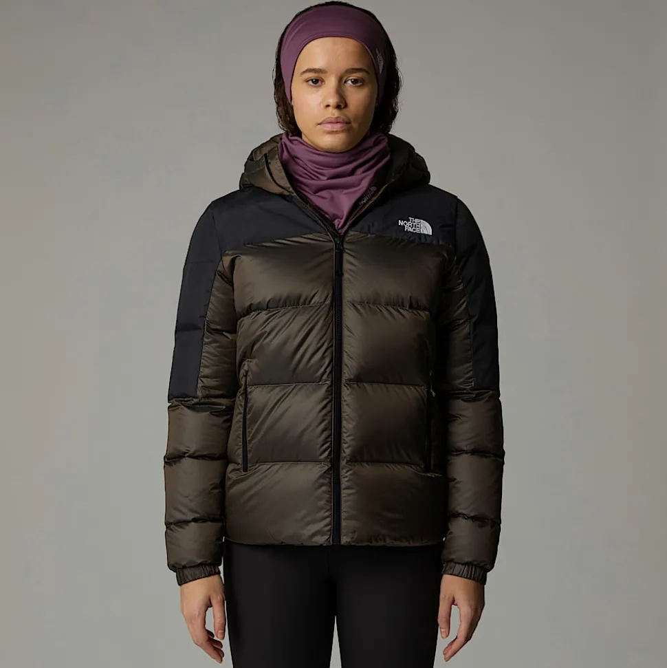 Fashion The North Face Diablo 2.0 Dunjakke Med Hætte Til Damer Smokey Brown Black Heather-TNF Black