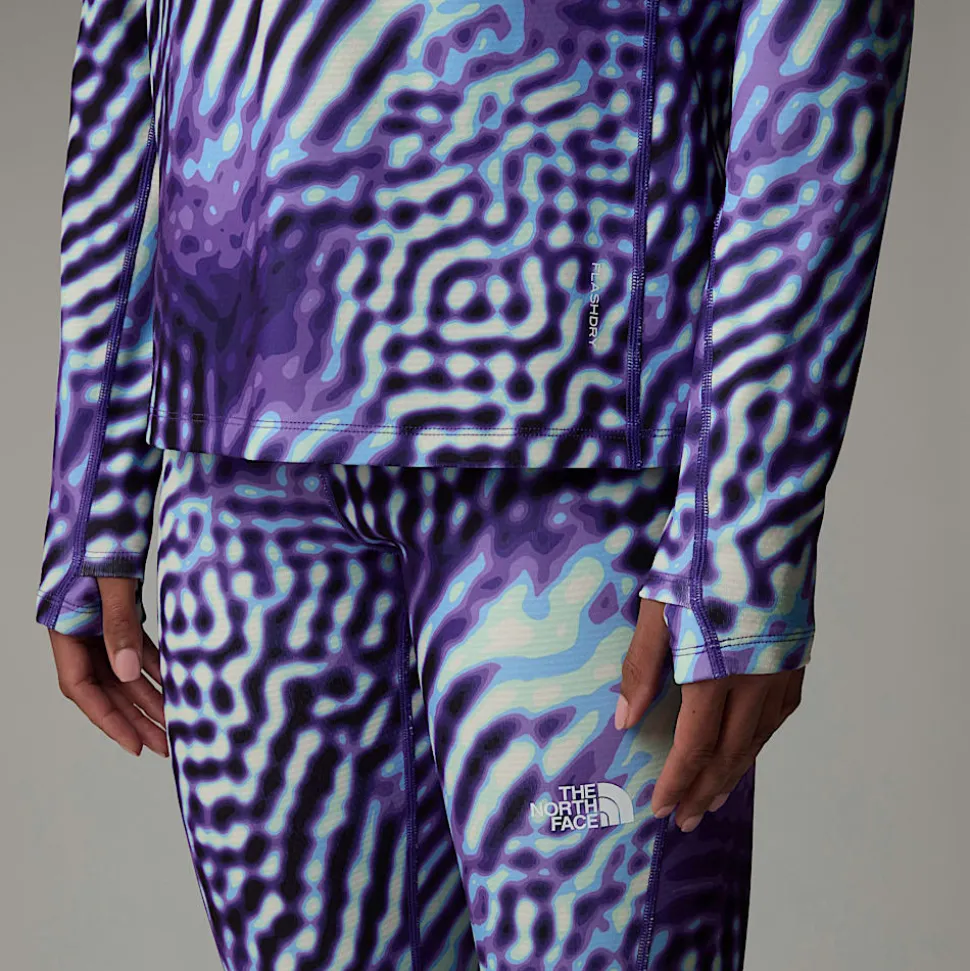 Best The North Face Dragline Baselayer T-shirt Med Lange ærmer Til Damer Peak Purple The Lift Print