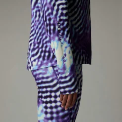 Best The North Face Dragline Baselayer T-shirt Med Lange ærmer Til Damer Peak Purple The Lift Print
