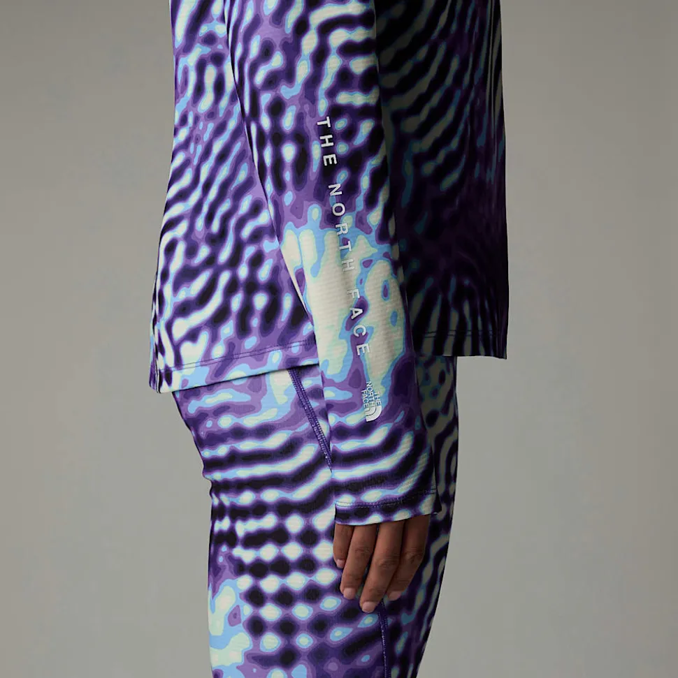 Best The North Face Dragline Baselayer T-shirt Med Lange ærmer Til Damer Peak Purple The Lift Print