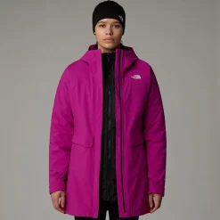 Fashion The North Face DryVent™ Mono Triclimate 3-i-1 Parka Til Damer Deep Mulberry-TNF Black