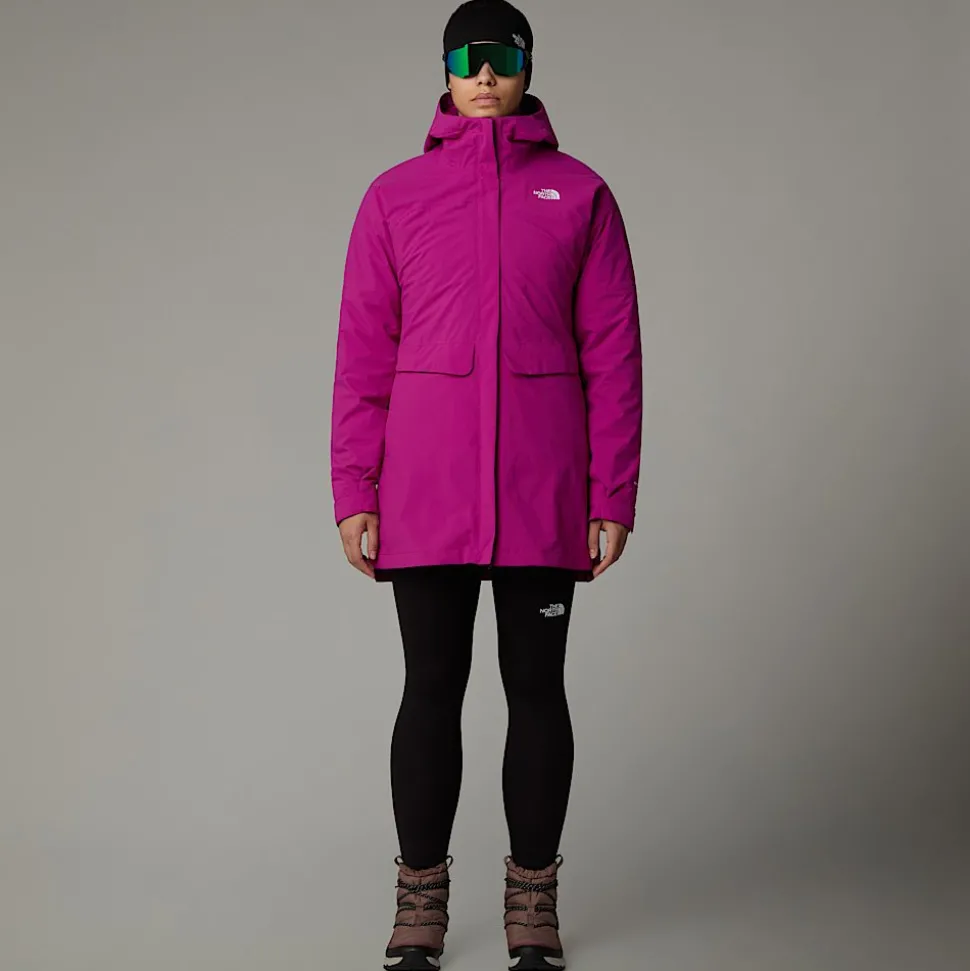 Fashion The North Face DryVent™ Mono Triclimate 3-i-1 Parka Til Damer Deep Mulberry-TNF Black