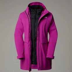 Fashion The North Face DryVent™ Mono Triclimate 3-i-1 Parka Til Damer Deep Mulberry-TNF Black