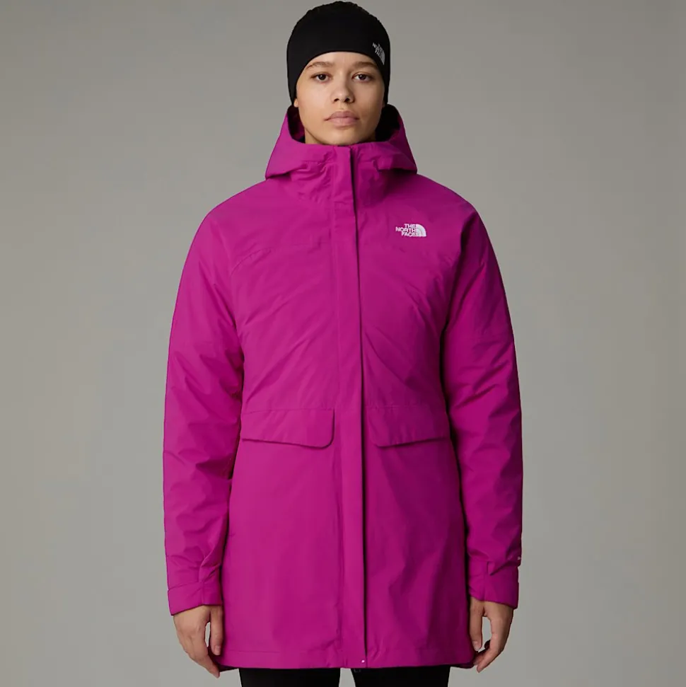 Fashion The North Face DryVent™ Mono Triclimate 3-i-1 Parka Til Damer Deep Mulberry-TNF Black